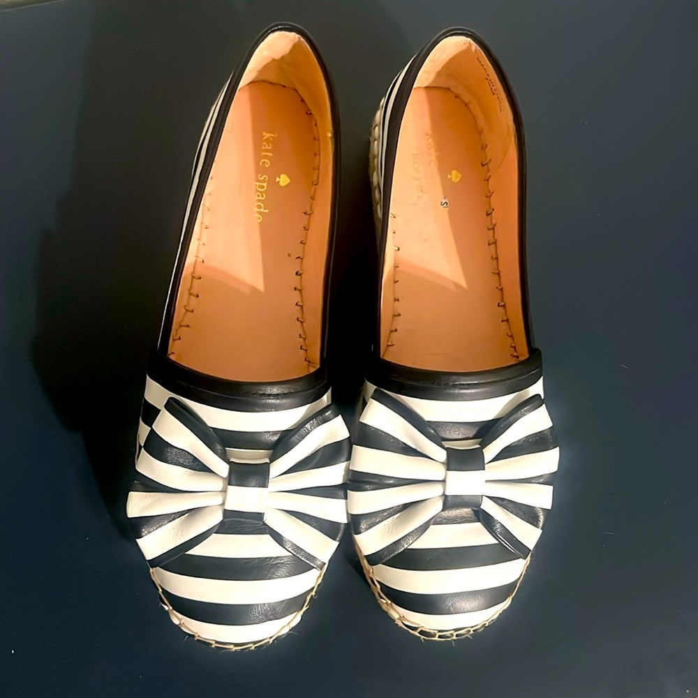 Kate Spade New York Linds Striped bow Espadrille Flat size 7.5 M